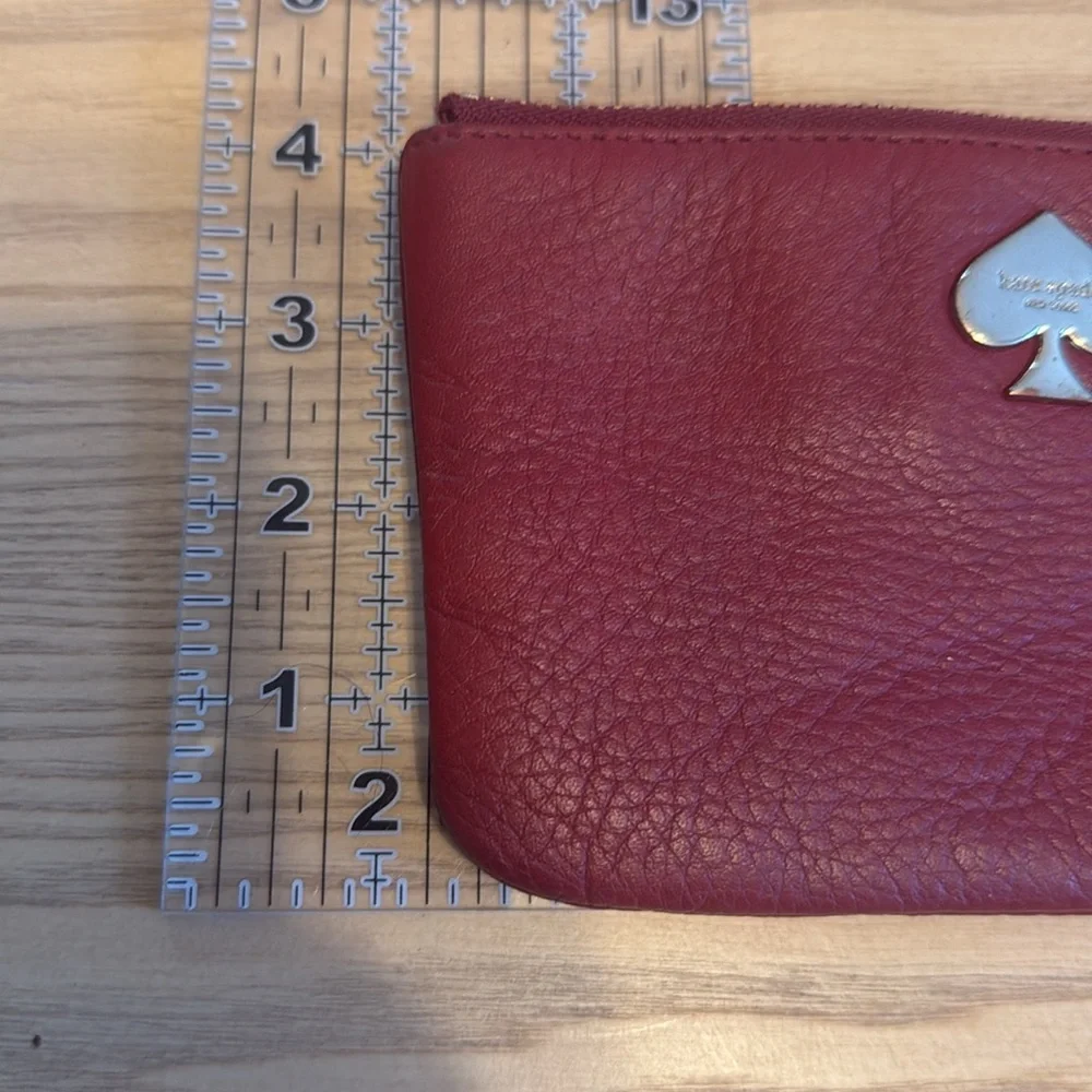 Kate Spade Zippered Wristlet Coin Pouch Burgundy - Picture 6 of 7